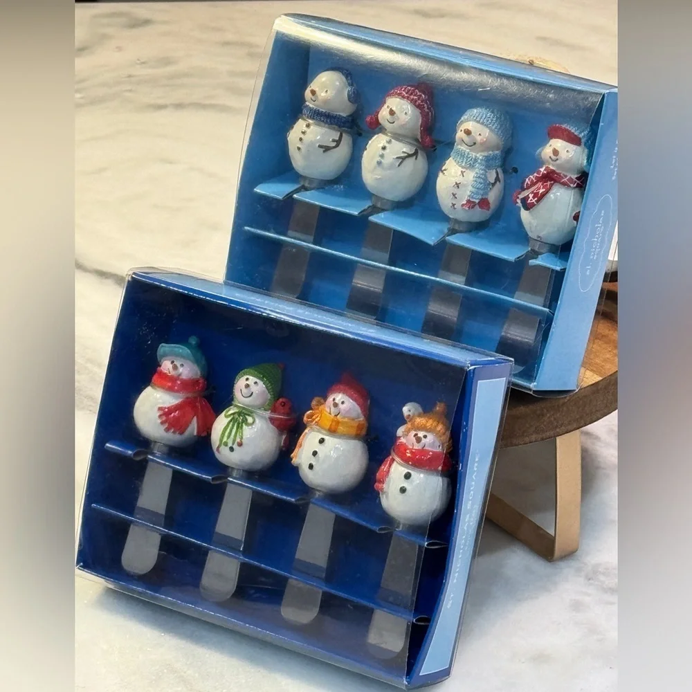 St Nicholas Square Set of 2 Snowman Spreaders 8 total - Picture 4 of 5